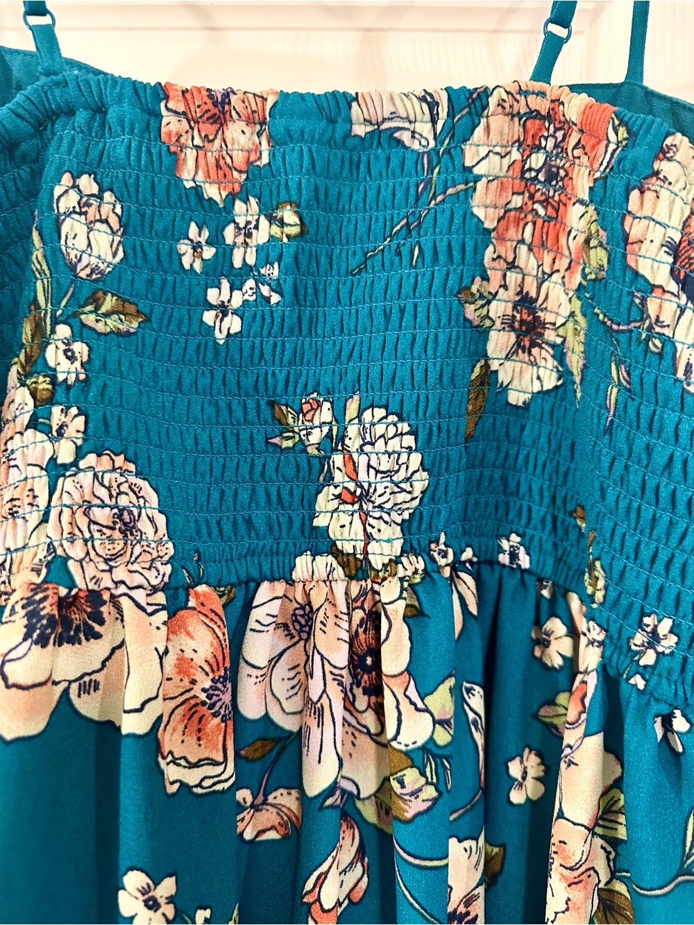 Xhilaration Teal Floral Spaghetti Strap Sundress M - Picture 6 of 7